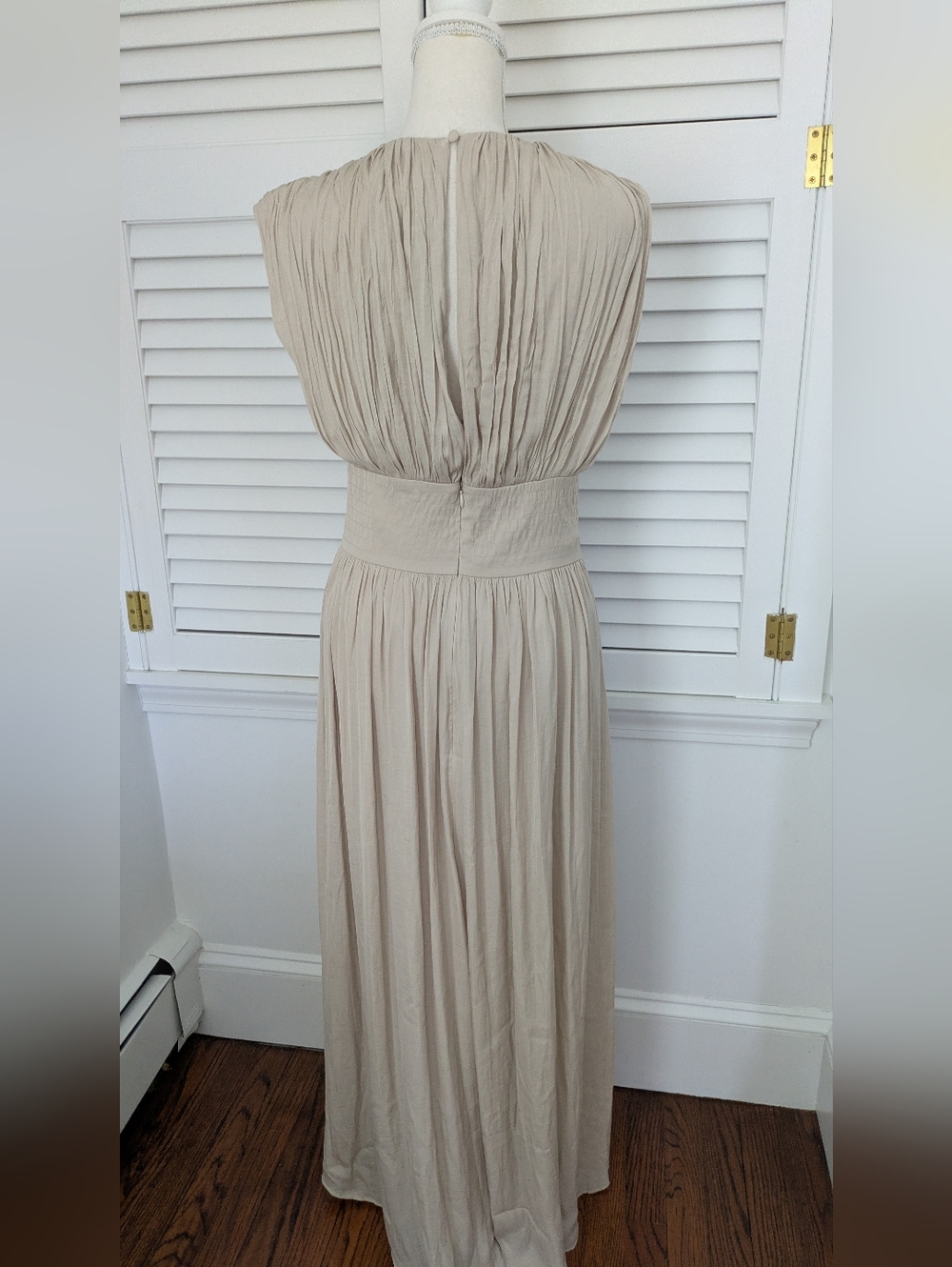 NWT, Banana Republic Sleeveless OYSTER PEARL Crystal Pleated Maxi Dress Sz 4 - Picture 5 of 8